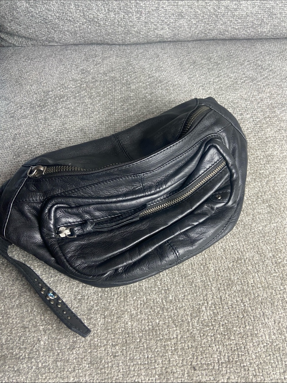 Free People Black Leather Belt Bag